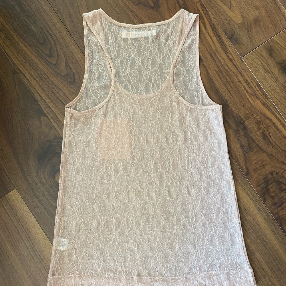 [Hi-Line] Peach Lace Racerback Tank Top - Picture 4 of 4
